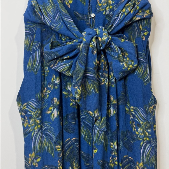 Free People Floral Romper Pants Blue Women’s Size 2 - Picture 3 of 16